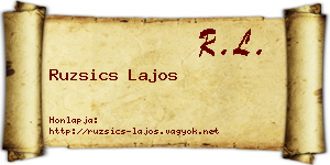 Ruzsics Lajos névjegykártya